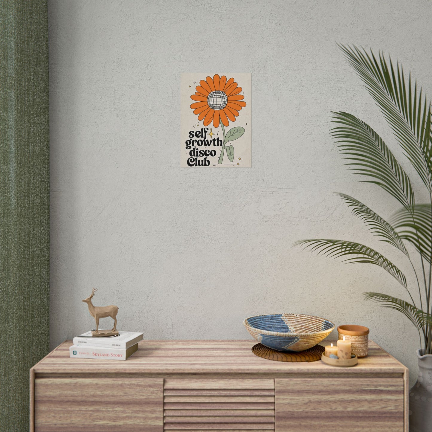 Self Growth Disco Club Rolled Poster - Vibrant Floral Design for Positive Vibes