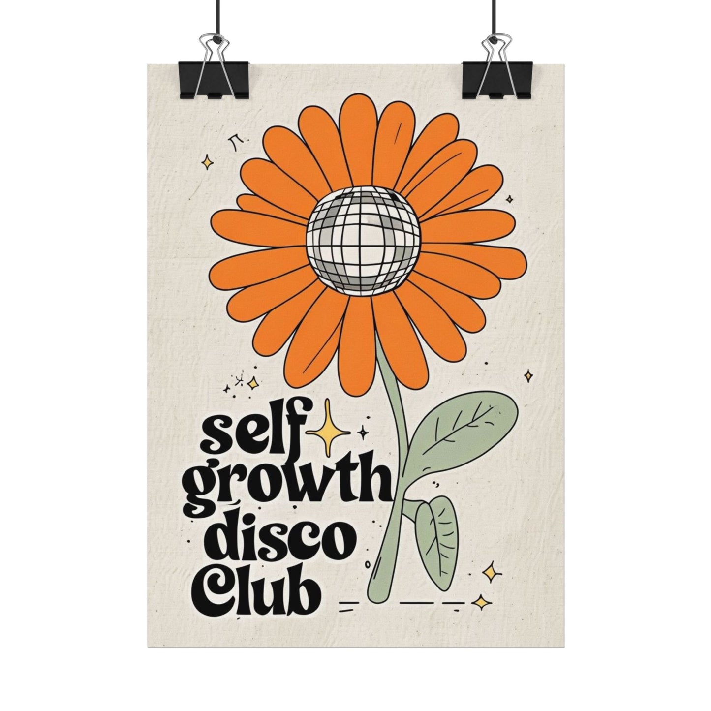 Self Growth Disco Club Rolled Poster - Vibrant Floral Design for Positive Vibes