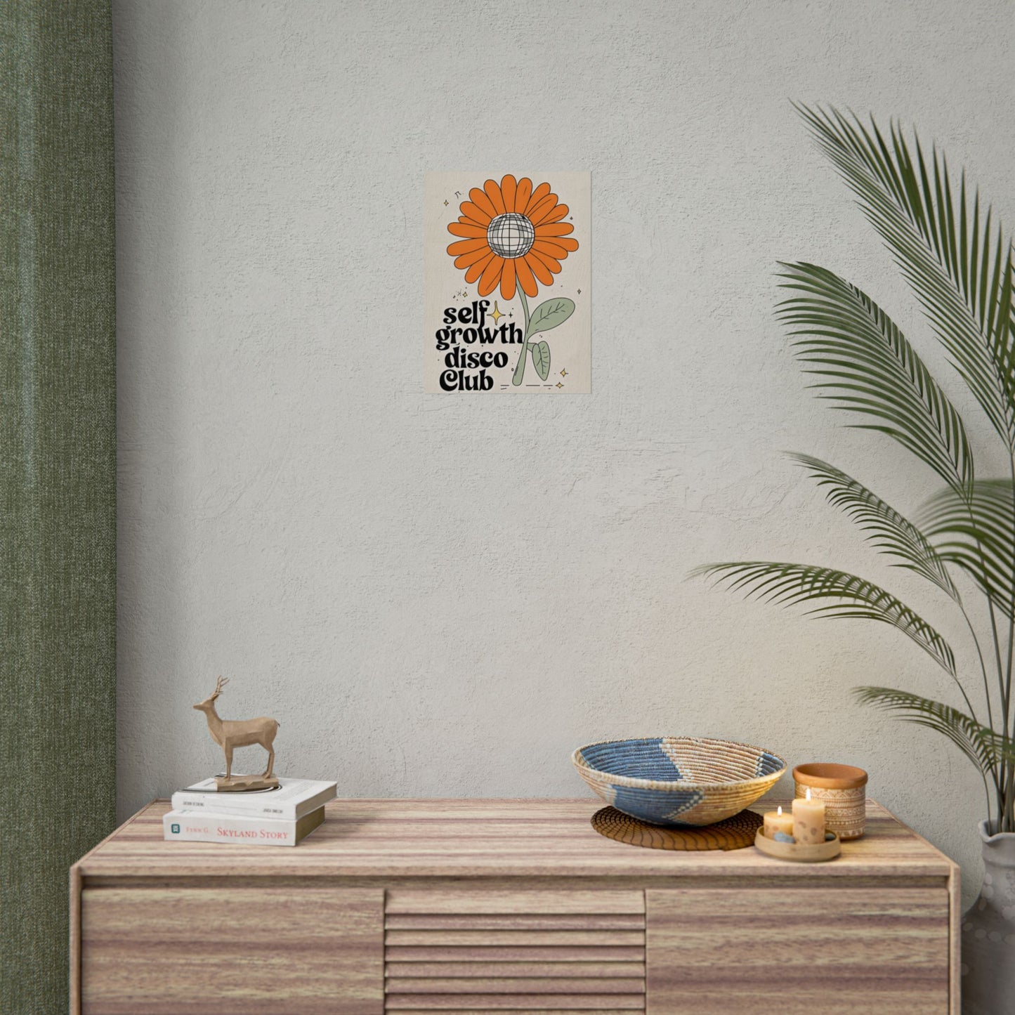 Self Growth Disco Club Rolled Poster - Vibrant Floral Design for Positive Vibes