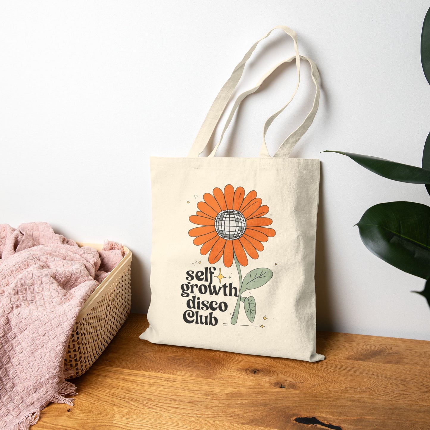 Canvas Tote Bag - Self Growth Disco Club Design