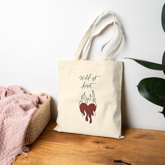 Wild at Heart Cotton Canvas Tote Bag - Eco-Friendly Shopping Bag